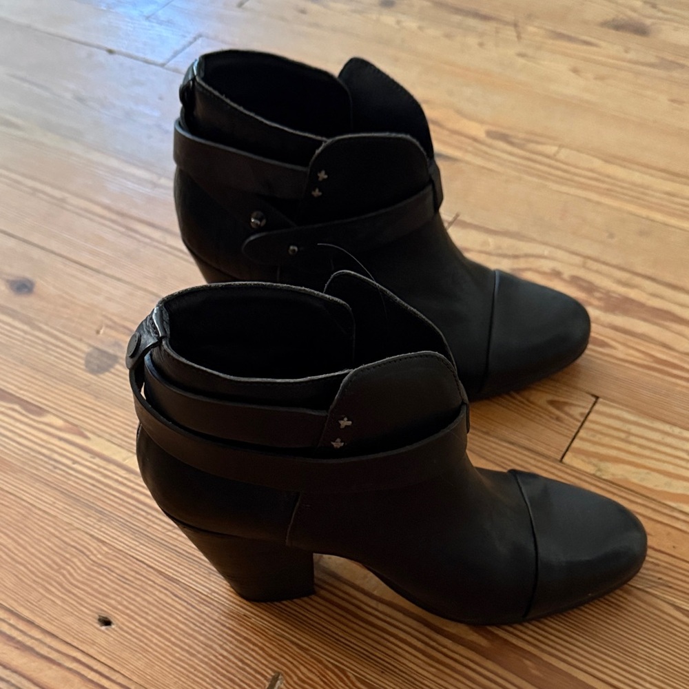 Rag & Bone Black Leather Harrow Ankle Booties